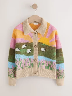 Groen - Sheep Farm Scene Cardigan (3-16yrs)
