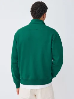 Groen - Simple Text Graphic Print Quarter Zip Neck Sweatshirt