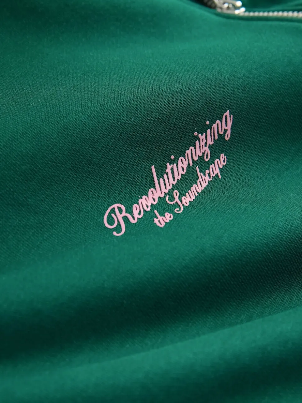 Groen - Simple Text Graphic Print Quarter Zip Neck Sweatshirt