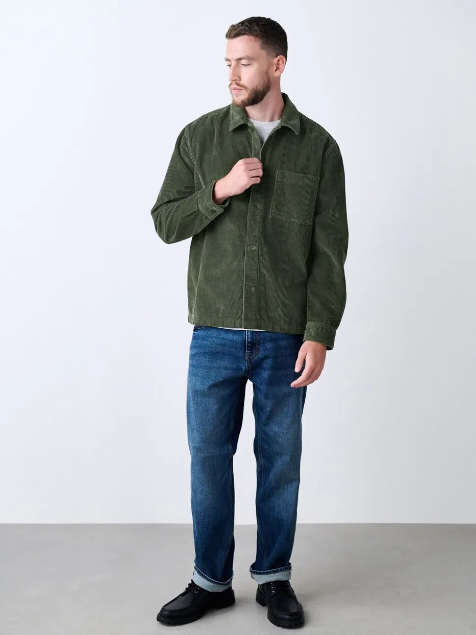 Groen - Single pocket Corduroy Shacket Overshirt