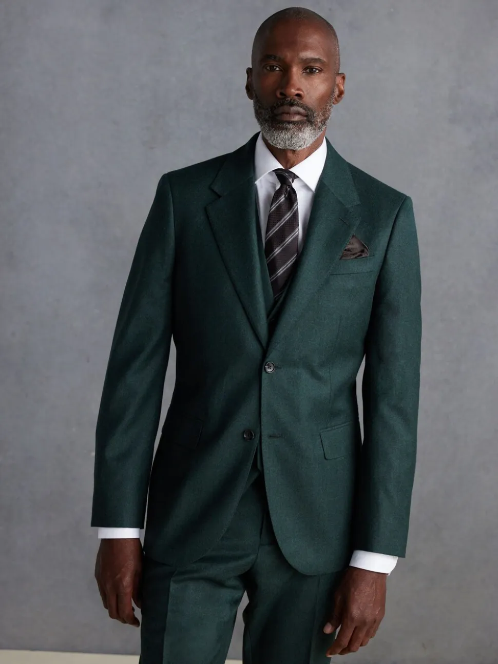 Groen - Slim Fit - Signature Zignone flanellen colbert van Italiaanse wol-kasjmier blend
