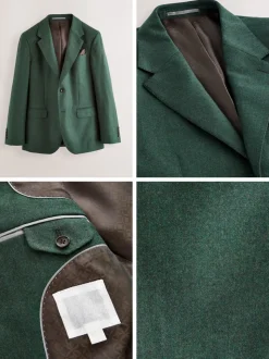 Groen - Slim Fit - Signature Zignone flanellen colbert van Italiaanse wol-kasjmier blend