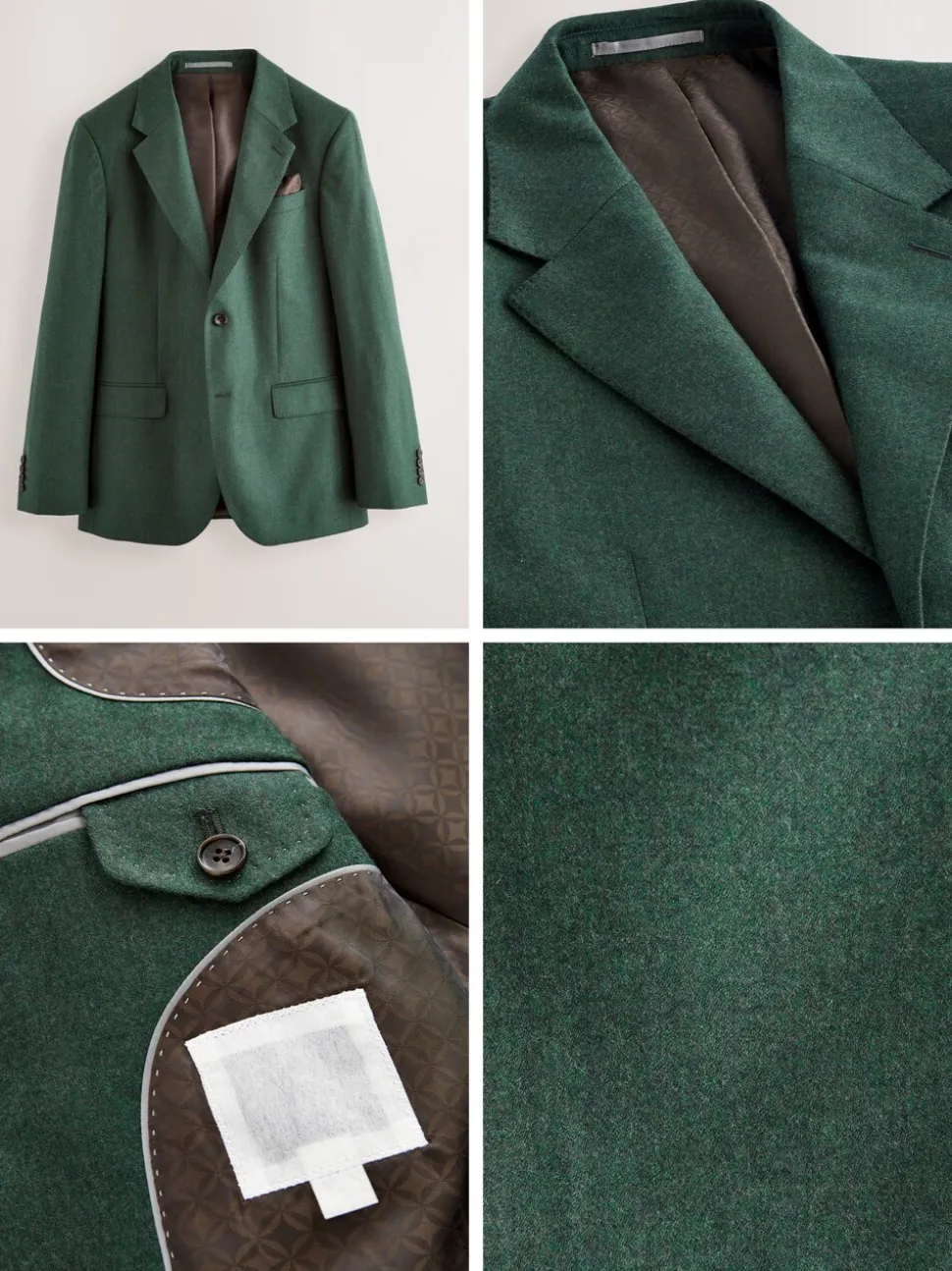 Groen - Slim Fit - Signature Zignone flanellen colbert van Italiaanse wol-kasjmier blend