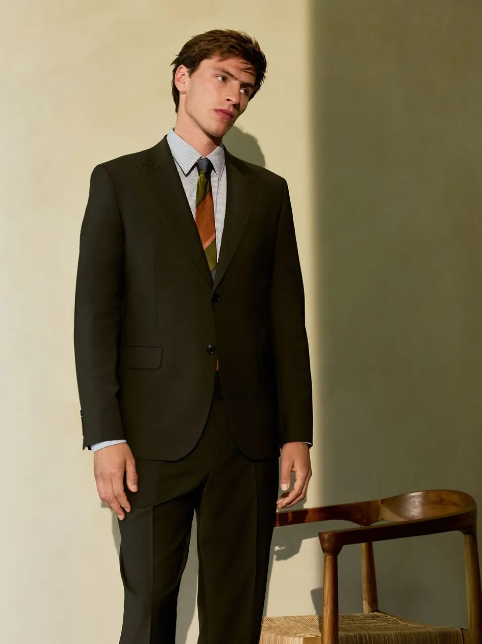 Groen - Slim Fit - Slim fit Motion Flex wollen Blend Pakjas