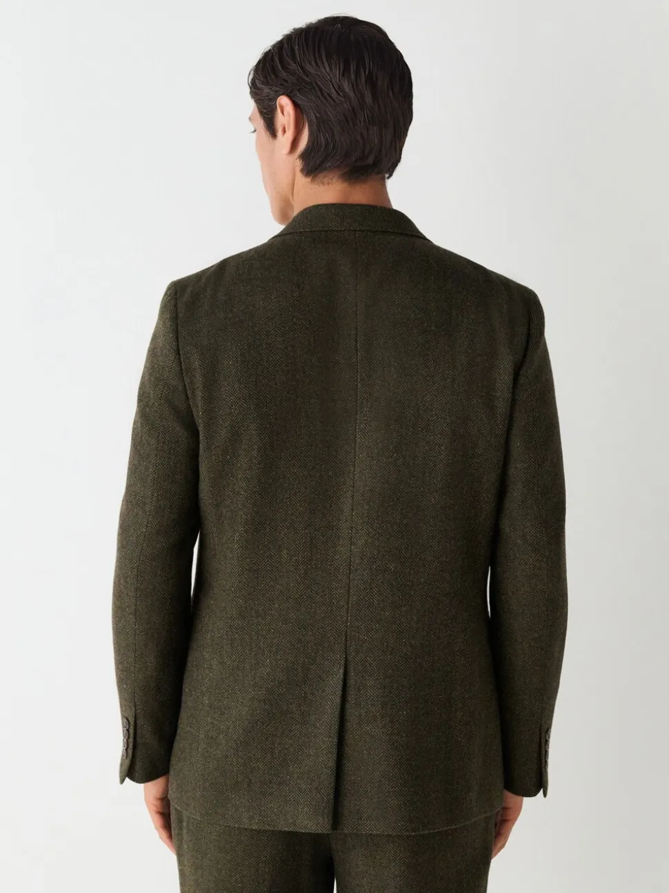 Groen - Slim Fit Herringbone Wool Blend Suit Jacket