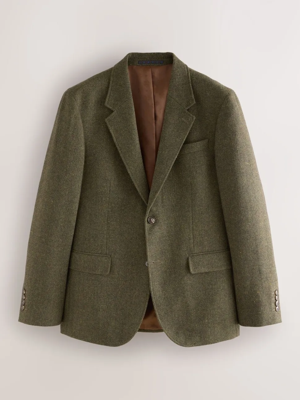 Groen - Slim Fit Herringbone Wool Blend Suit Jacket