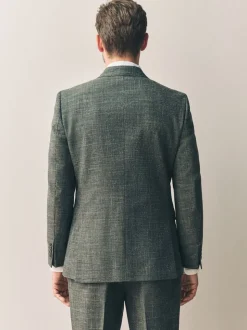 Groen - Slim fit Nova Fides colbert van Italiaanse linnenmix stof