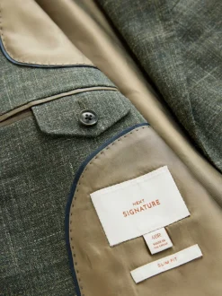 Groen - Slim fit Nova Fides colbert van Italiaanse linnenmix stof