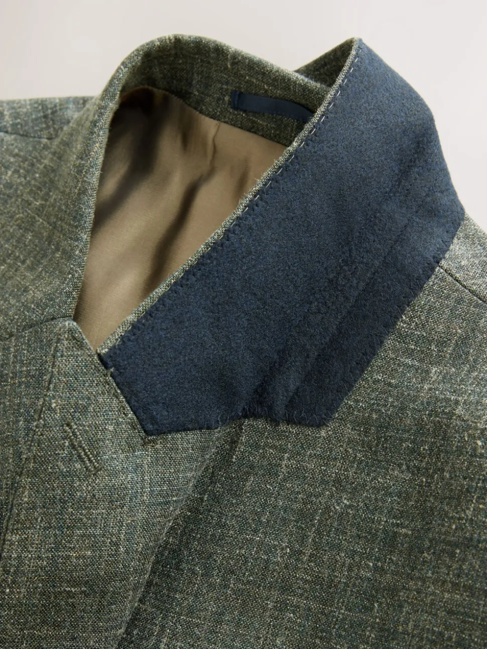 Groen - Slim fit Nova Fides colbert van Italiaanse linnenmix stof