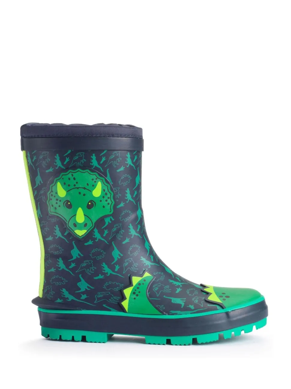 Groen - Start Rite - Little Puddle - Regenlaarzen met dinosaurus en gestrikte bovenkant