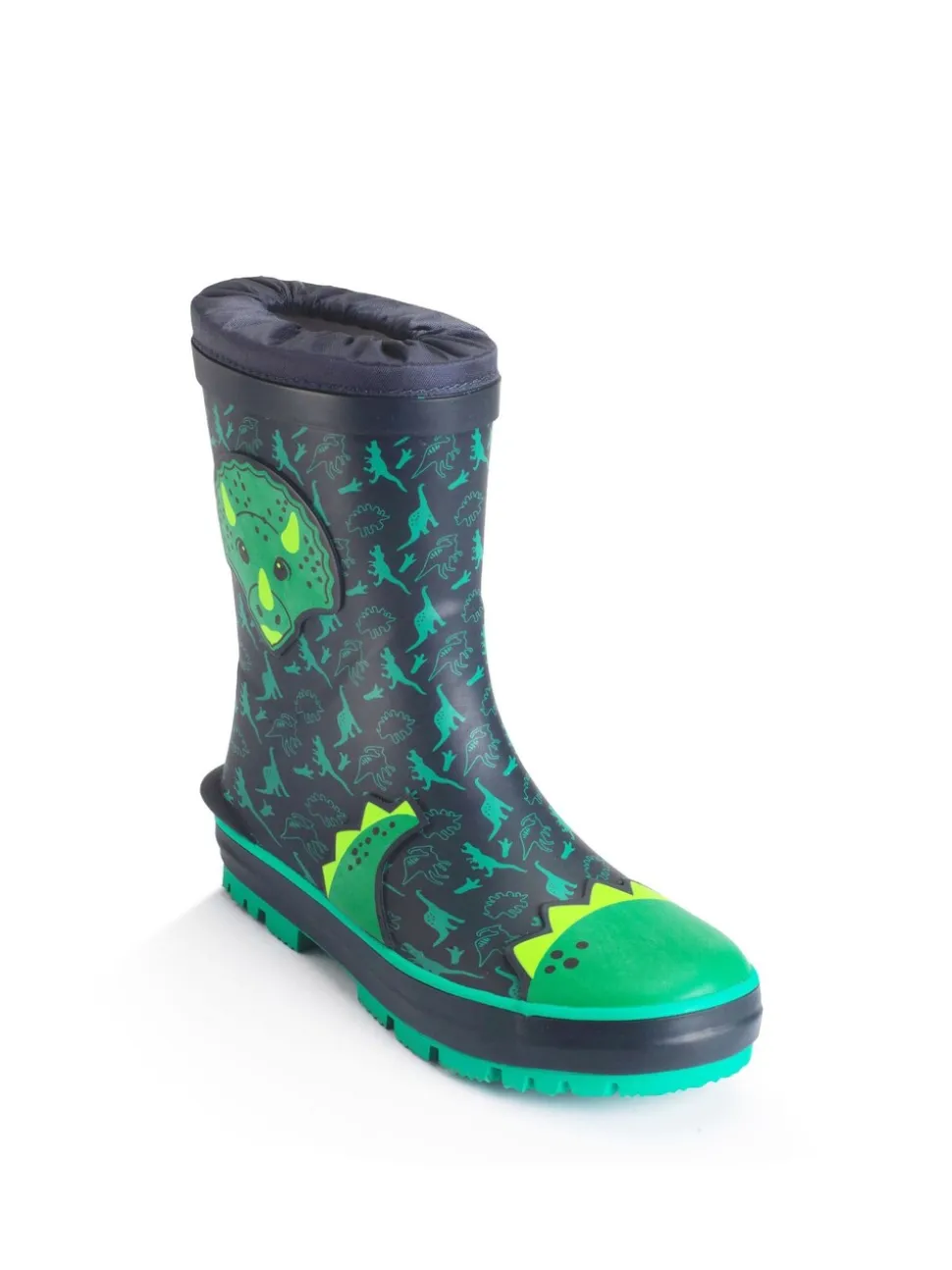 Groen - Start Rite - Little Puddle - Regenlaarzen met dinosaurus en gestrikte bovenkant