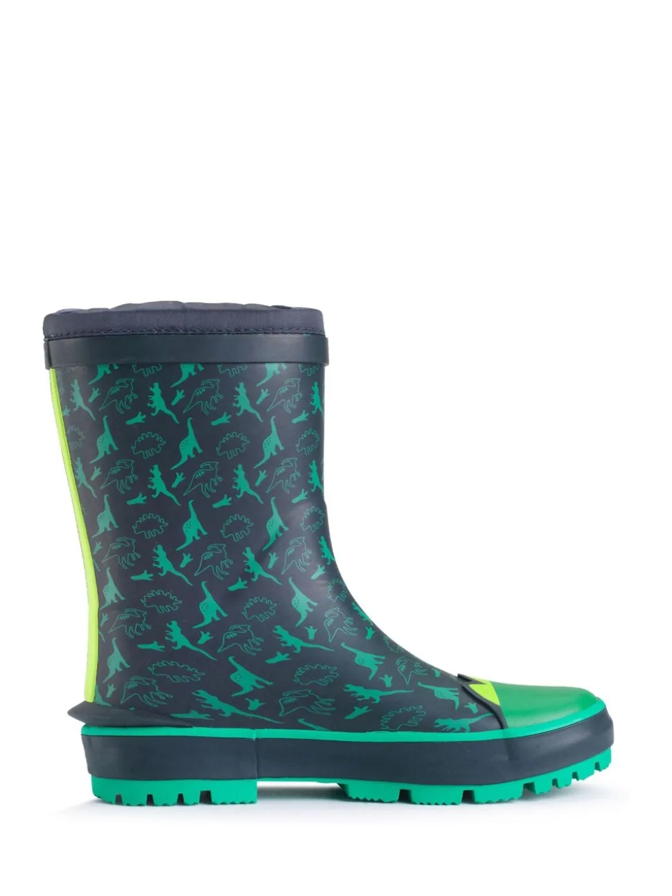 Groen - Start Rite - Little Puddle - Regenlaarzen met dinosaurus en gestrikte bovenkant