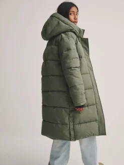 Groen - Superdry - Lange gewatteerde jas
