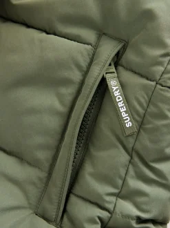Groen - Superdry - Lange gewatteerde jas