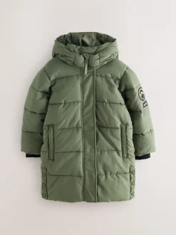 Groen - Superdry - Lange gewatteerde jas