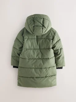 Groen - Superdry - Lange gewatteerde jas