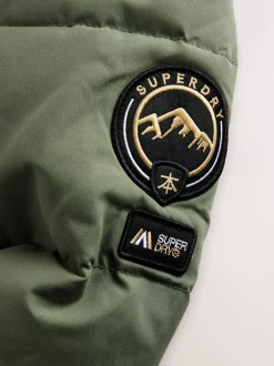 Groen - Superdry - Lange gewatteerde jas