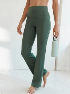 Groen - Superzachte Dry Tech yogasportleggings met uitlopende pijpen
