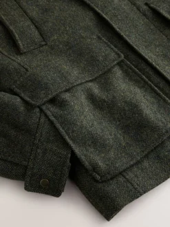 Groen - Wool Blend Herringbone Quilted Corduroy Collar Jacket