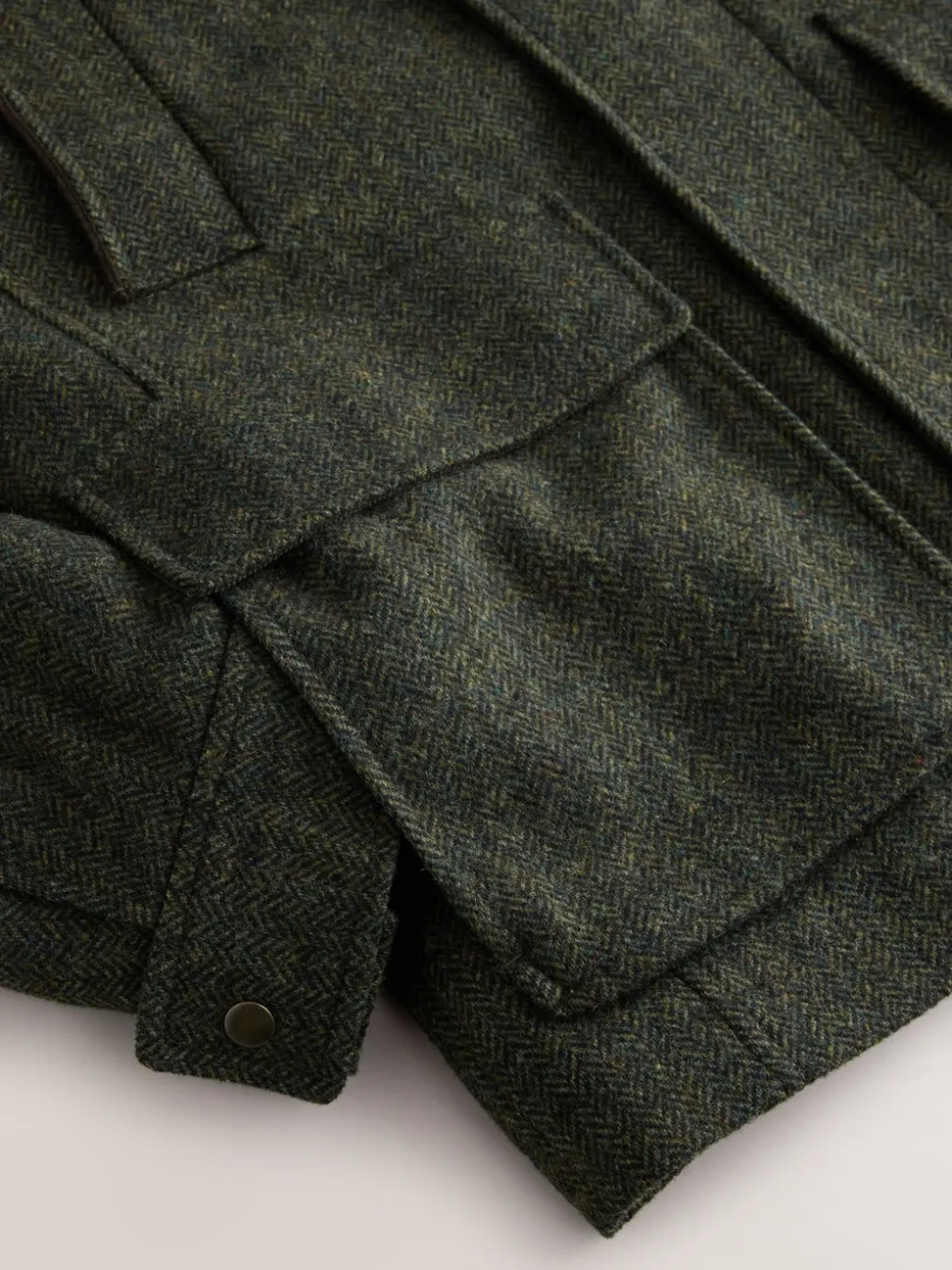 Groen - Wool Blend Herringbone Quilted Corduroy Collar Jacket