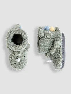 Groen dinosaurus - JoJo Maman Bébé Plush Slipper Boots