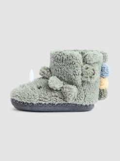 Groen dinosaurus - JoJo Maman Bébé Plush Slipper Boots