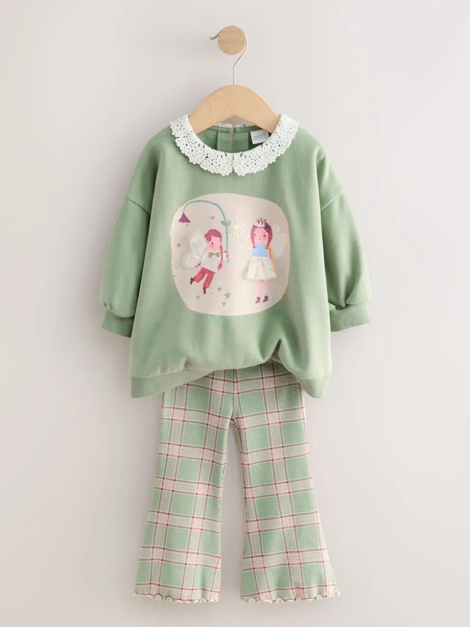 Groen elfje - Collared Sweatshirt & Flare Leggings Set (3mths-7yrs)