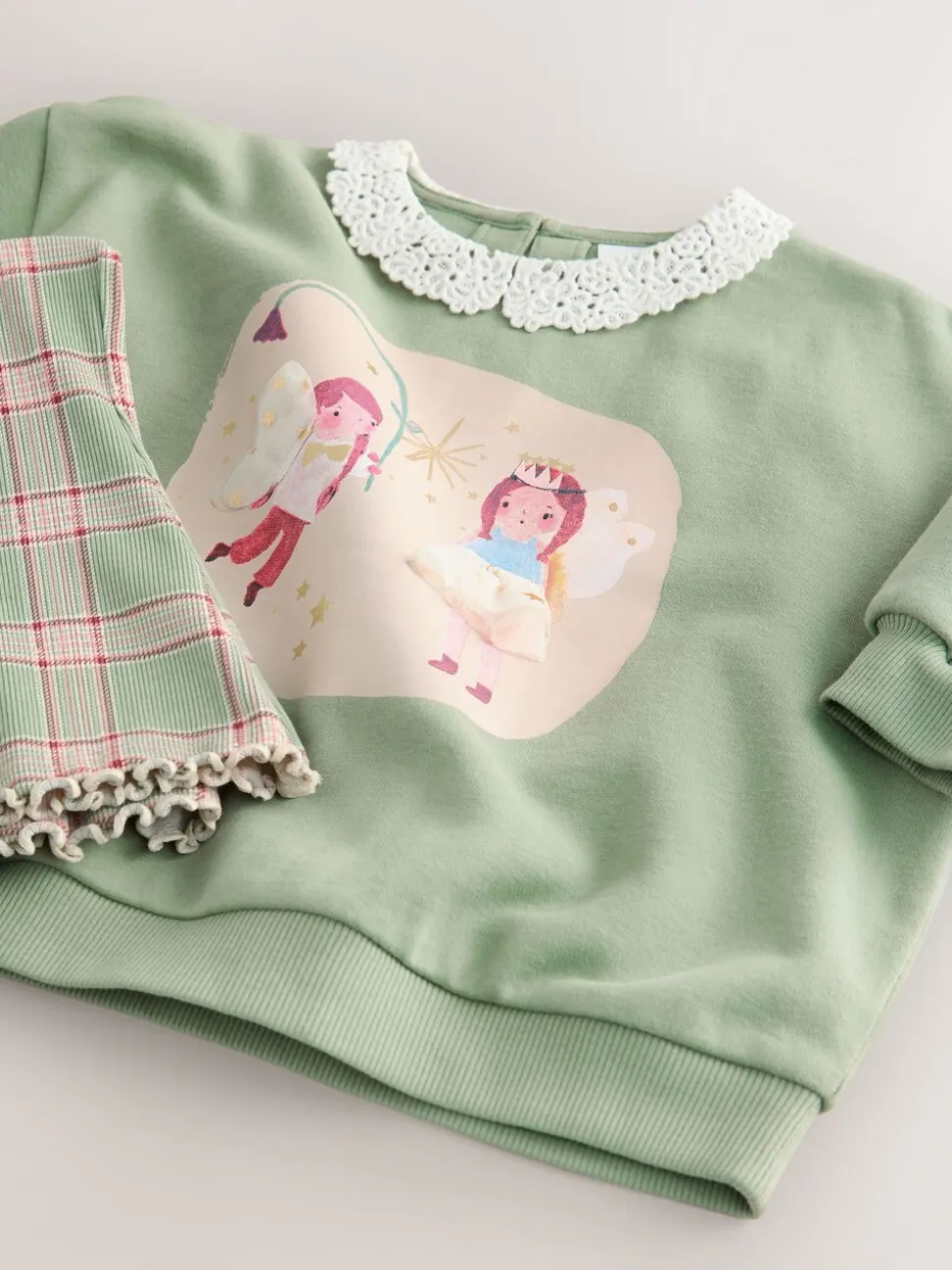 Groen elfje - Collared Sweatshirt & Flare Leggings Set (3mths-7yrs)