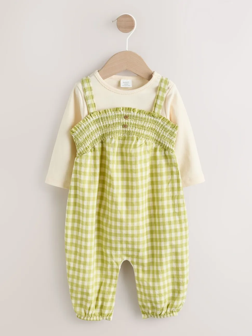 Groen geruit - Baby tuinbroek en bodysuit 2 -delige set (0mnd -2jr)