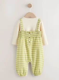 Groen geruit - Baby tuinbroek en bodysuit 2 -delige set (0mnd -2jr)