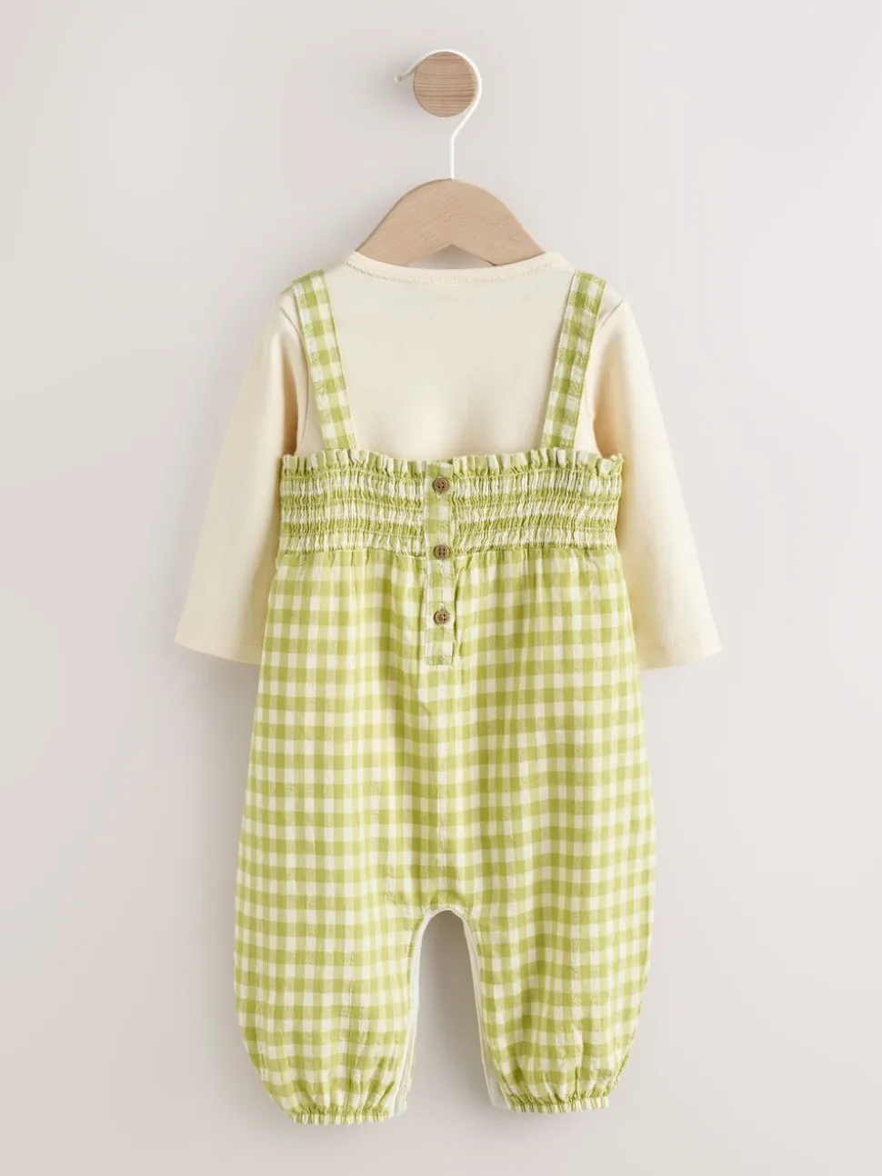 Groen geruit - Baby tuinbroek en bodysuit 2 -delige set (0mnd -2jr)