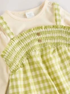 Groen geruit - Baby tuinbroek en bodysuit 2 -delige set (0mnd -2jr)