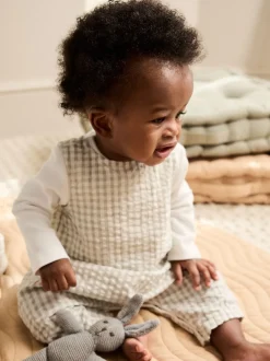 Groen geruit - Geweven bretelbroeken en bodysuit babyset (0mnd -2jr)