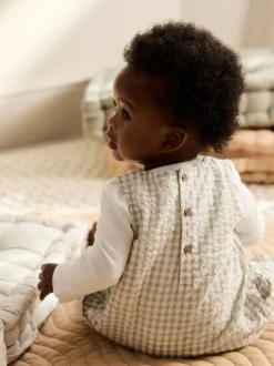 Groen geruit - Geweven bretelbroeken en bodysuit babyset (0mnd -2jr)