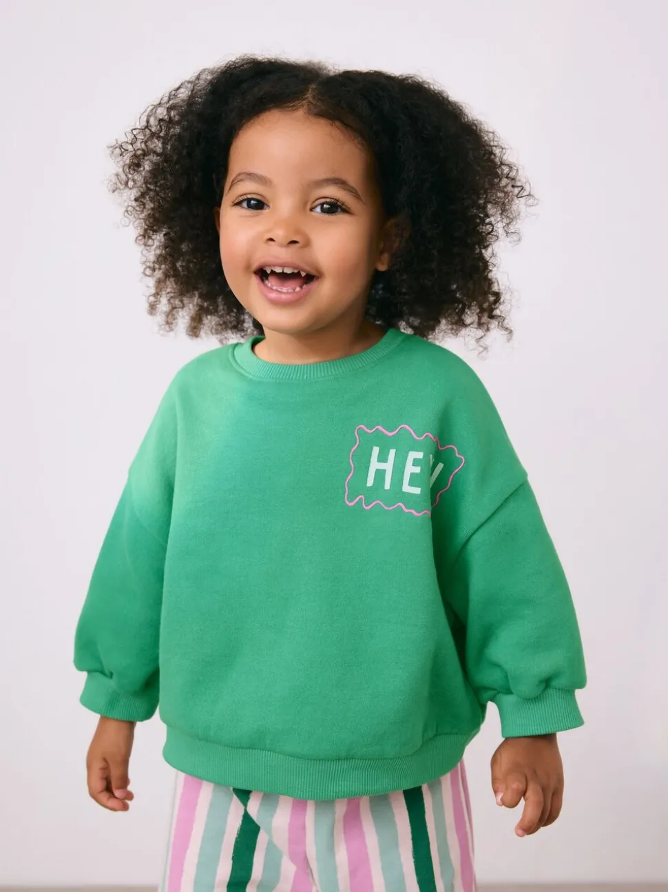 Groen Hey Hi - Set van sweatshirt en broek met wijde pijpen (3mnd -7jr)