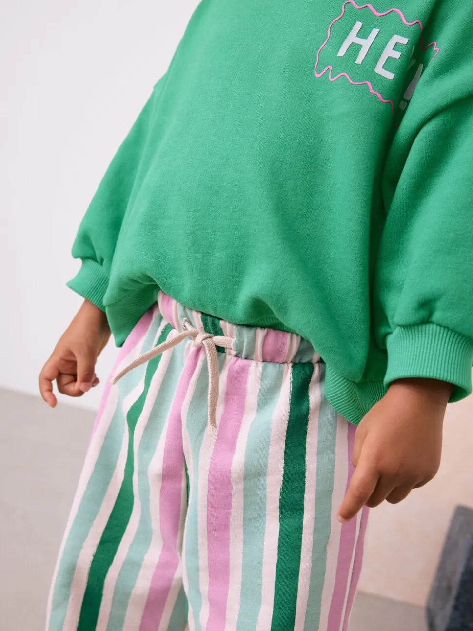 Groen Hey Hi - Set van sweatshirt en broek met wijde pijpen (3mnd -7jr)