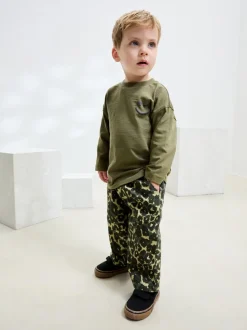 Groen luipaardprint - Wijde broek met elastische taille (3mnd-7jr)
