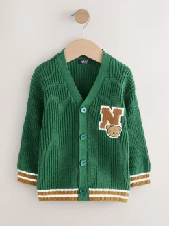Groen met collegesportprint - Vest met figuurtjes (3mnd-7jr)