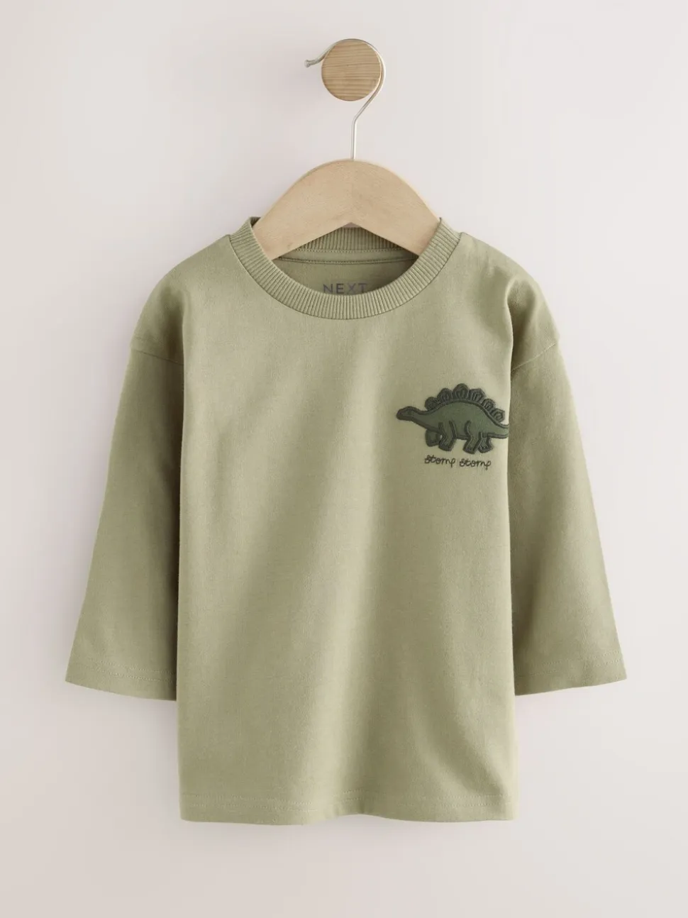 Groen met dinosaurussen - Set van 3 T-shirts met grafische print en lange mouwen (3mnd-7jr)