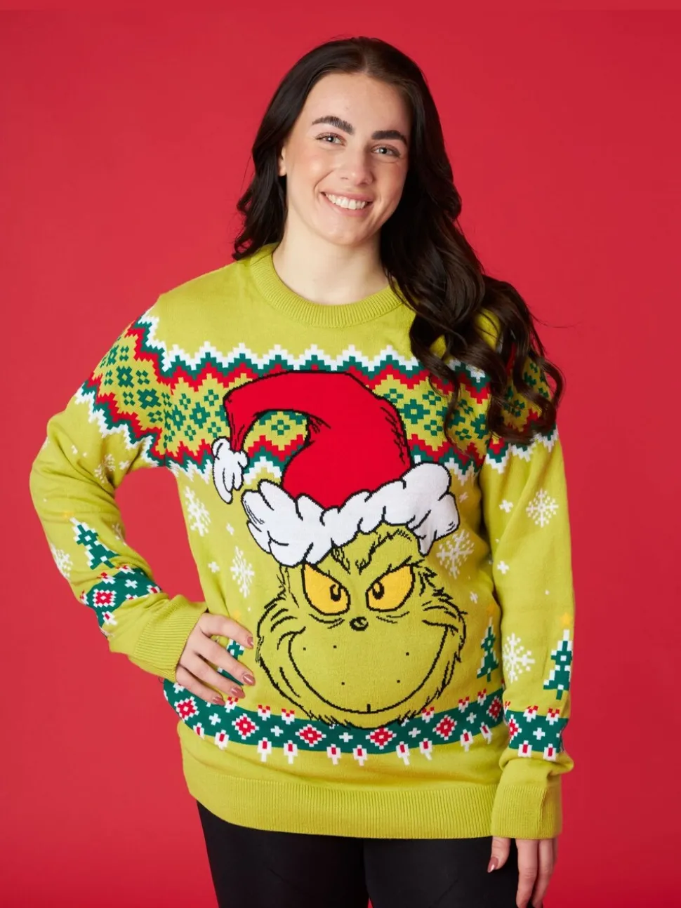 Groen met kerst-Grinch - Vanilla Underground - Gelicentieerde gebreide herenkersttrui