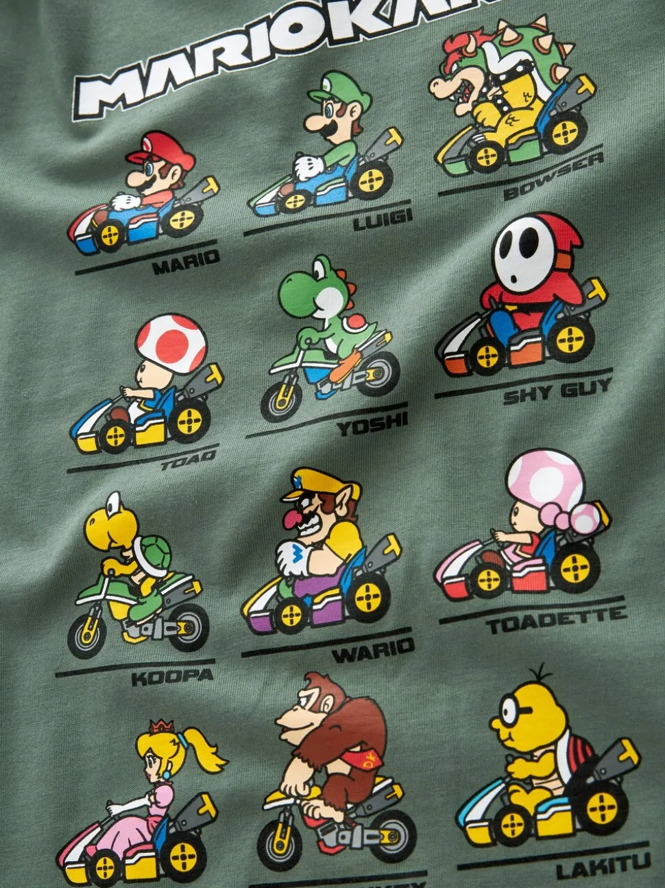 Groen met Mario Kart-print - Gaming T-shirt met lange mouwen (3 - 16 jr)