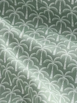 Groen met palmboomprint - Strijkvrij Oxford-overhemd met korte mouwen