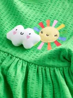 Groen met regenboog - Jersey Dress (3mths-7yrs)
