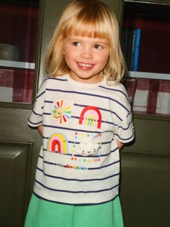 Groen met regenboog - Short Sleeve Top and Barrel Trousers Set (3mths-7yrs)