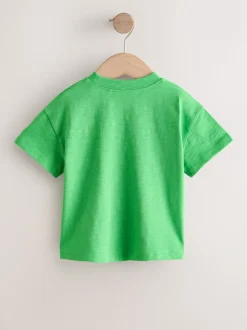 Groen met regenboog - Short Sleeve Embroidered T-Shirt (3mths-7yrs)