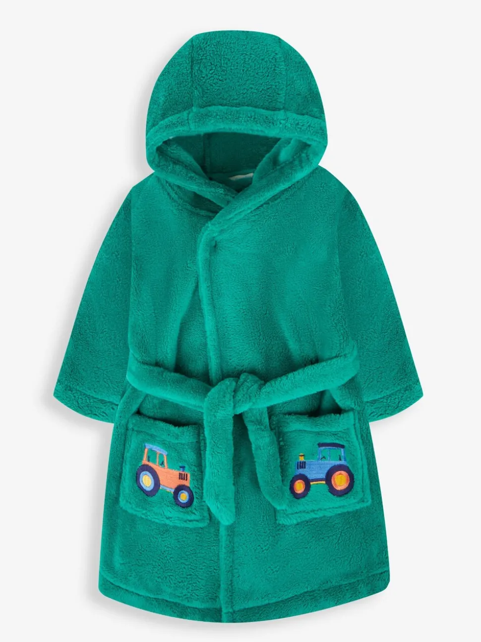 Groen met traktorenprint - JoJo Maman Bébé - Kamerjas met graafmachineprint