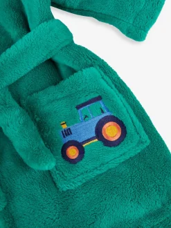 Groen met traktorenprint - JoJo Maman Bébé - Kamerjas met graafmachineprint