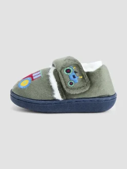 Groen met traktorenprint - JoJo Maman Bébé Slipper Shoe