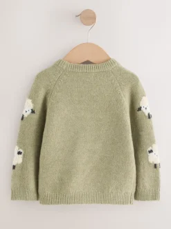 Groen schaap - Gebreide trui met ronde hals (3 mnd - 7 jr)