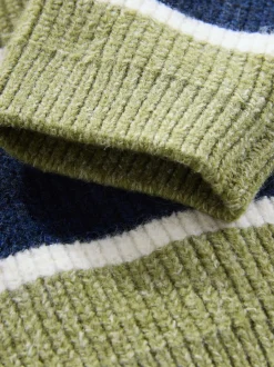 Groen/blauw - Gebreid gestreept rugbypoloshirt (3mnd-7jr)